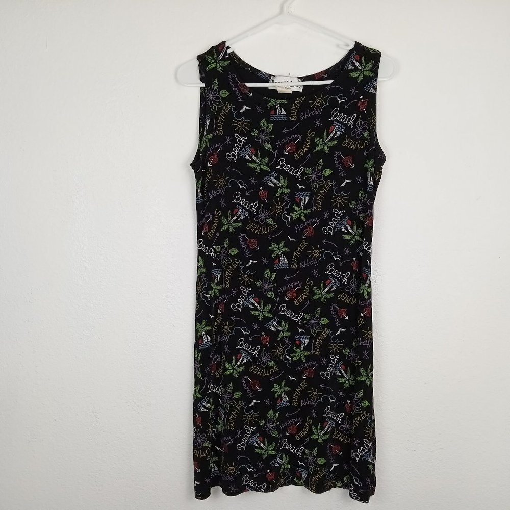 Ronni Nicole by Quida Black Dress Women's Size 6 Beach Summer Palm Tree Print